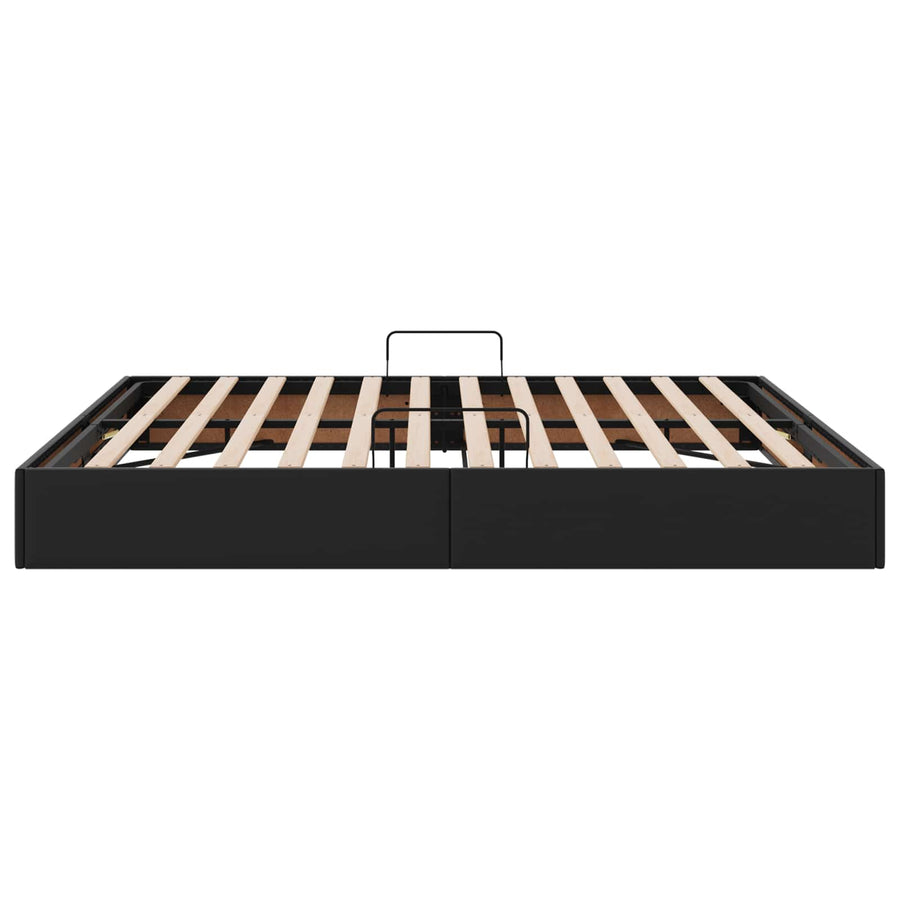 Ottoman Bedframe met opslag Zwart 160 x 200 cm Nep Leer