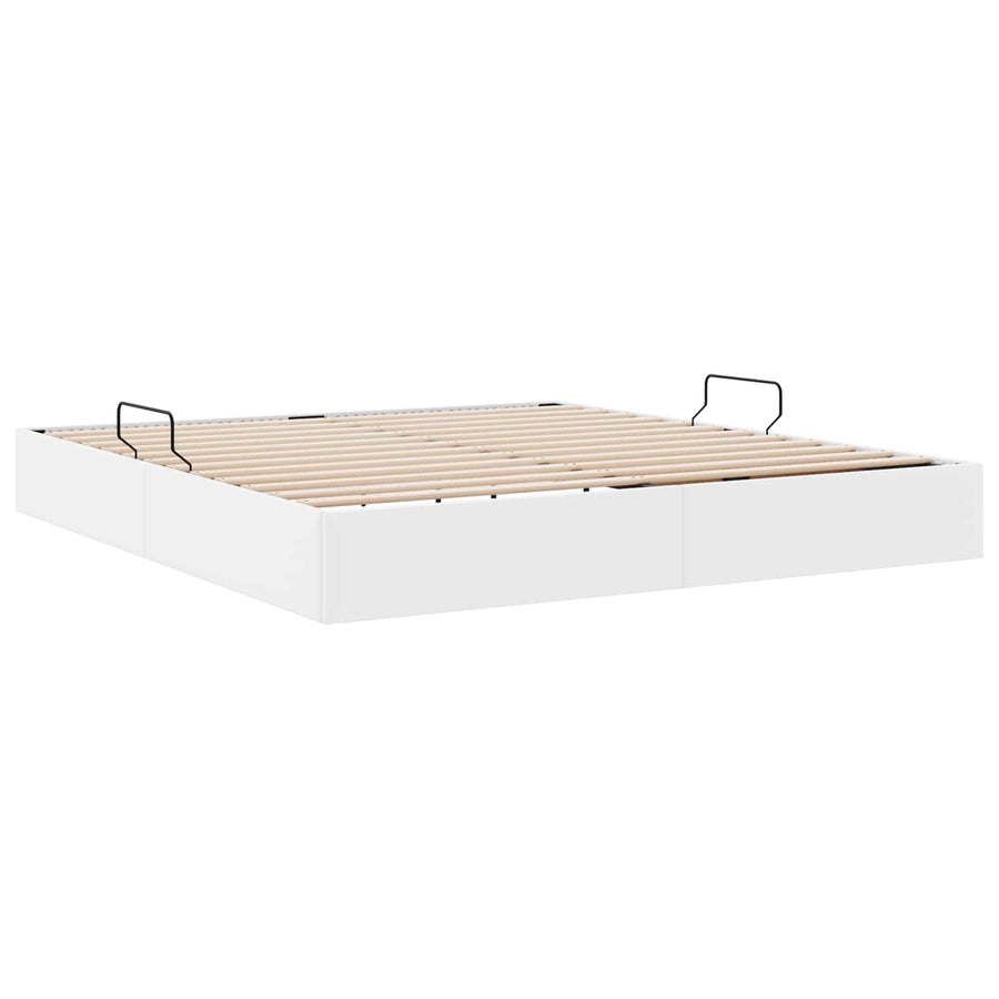 Ottoman Bedframe met opslag Puur Wit 160 x 200 cm Nep Leer
