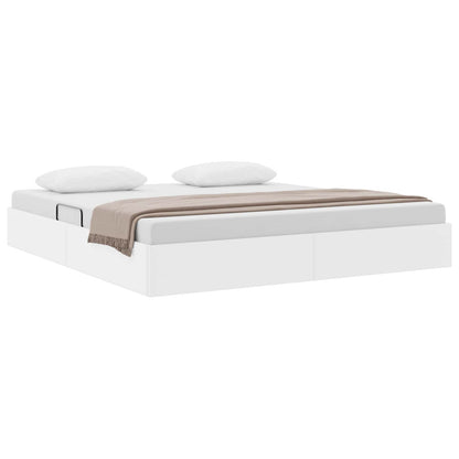 Ottoman Bedframe met opslag Puur Wit 160 x 200 cm Nep Leer
