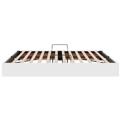 Ottoman Bedframe met opslag Puur Wit 160 x 200 cm Nep Leer