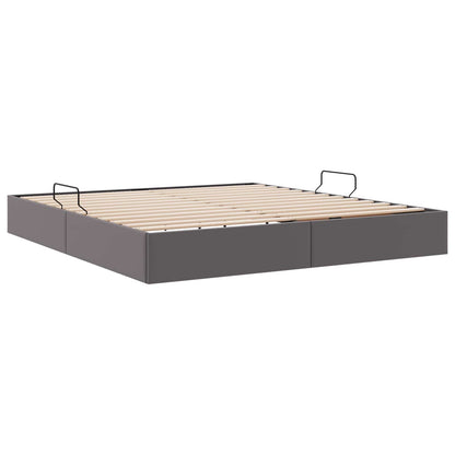 Ottoman Bedframe met opslag Grijs 160 x 200 cm Nep Leer