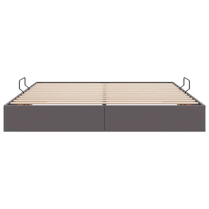 Ottoman Bedframe met opslag Grijs 160 x 200 cm Nep Leer