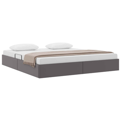 Ottoman Bedframe met opslag Grijs 160 x 200 cm Nep Leer
