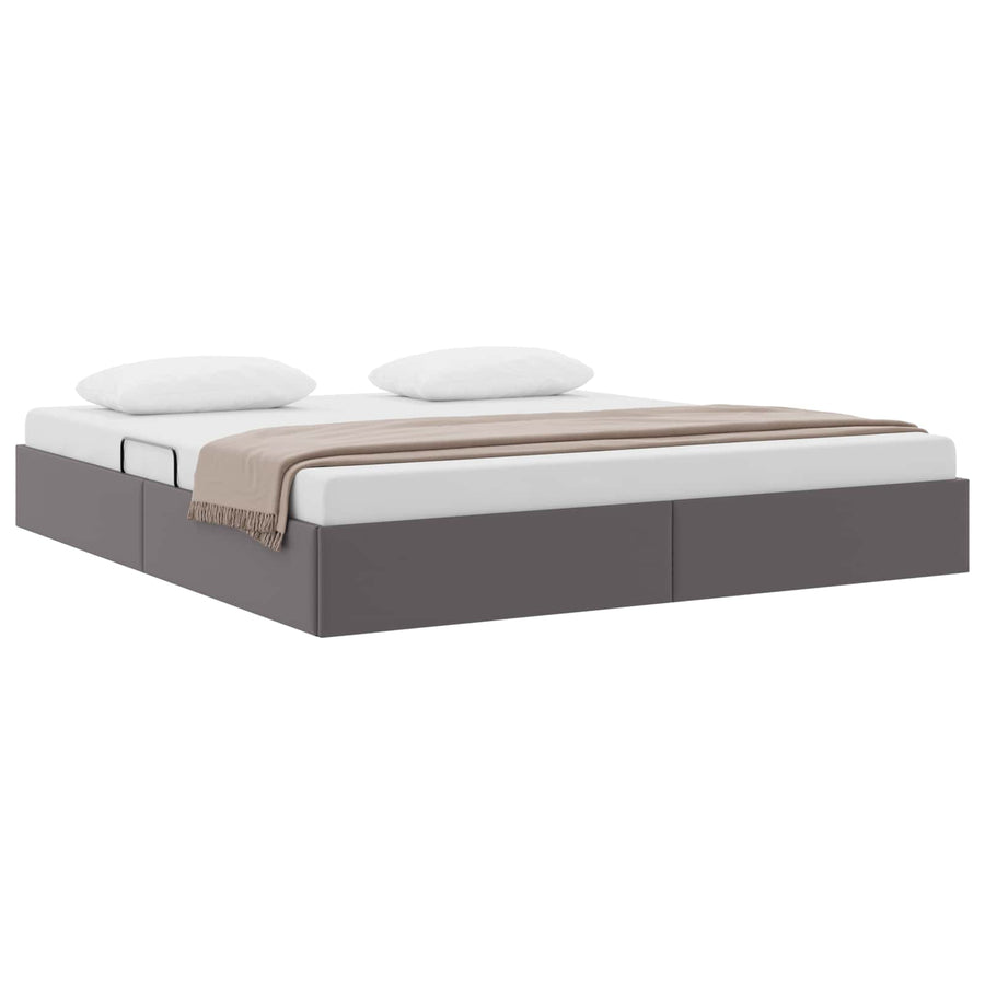 Ottoman Bedframe met opslag Grijs 160 x 200 cm Nep Leer