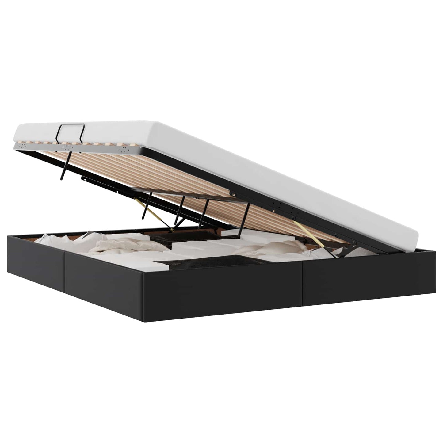 Ottoman Bedframe met opslag Zwart 180 x 200 cm Nep Leer