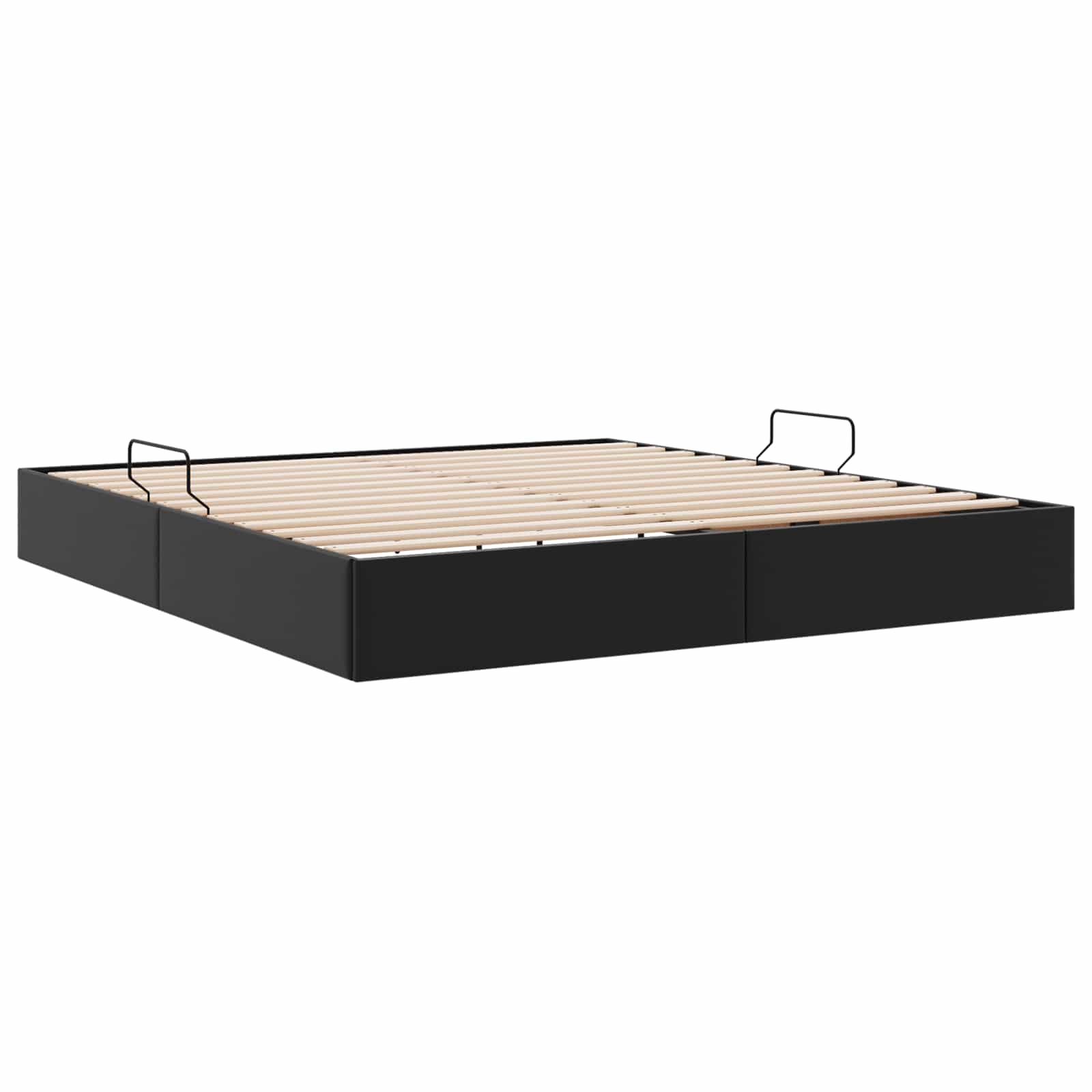 Ottoman Bedframe met opslag Zwart 180 x 200 cm Nep Leer