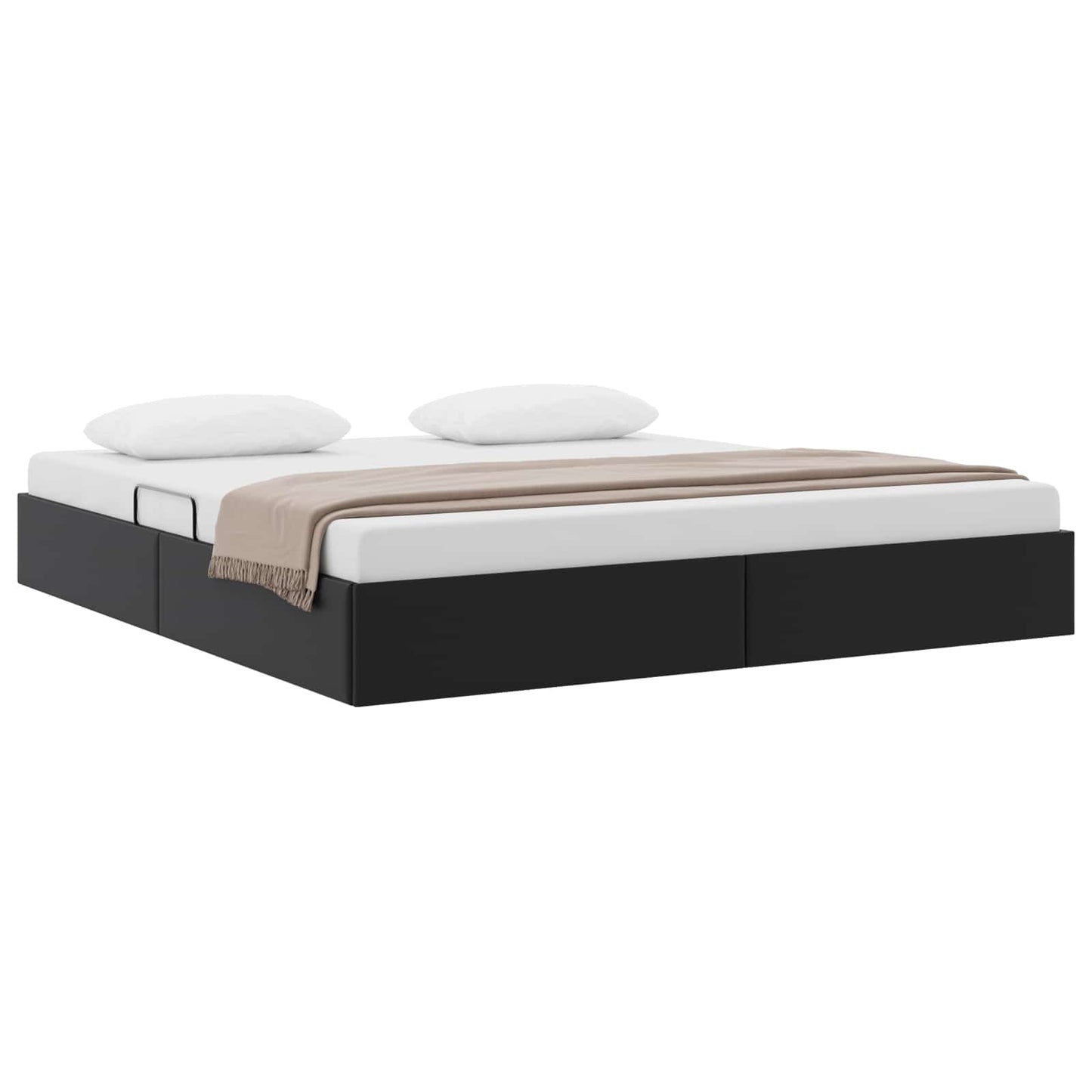 Ottoman Bedframe met opslag Zwart 180 x 200 cm Nep Leer