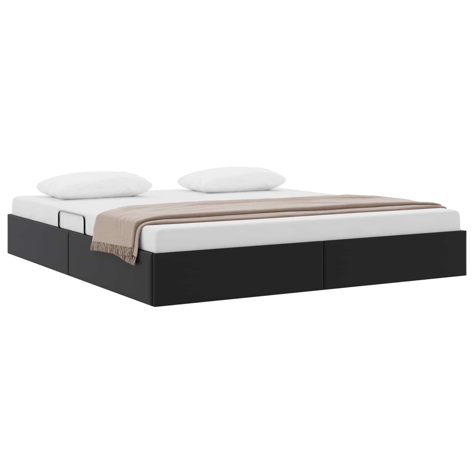 Ottoman Bedframe met opslag Zwart 180 x 200 cm Nep Leer