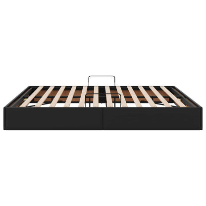 Ottoman Bedframe met opslag Zwart 180 x 200 cm Nep Leer