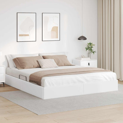 Ottoman Bedframe met opslag Puur Wit 180 x 200 cm Nep Leer