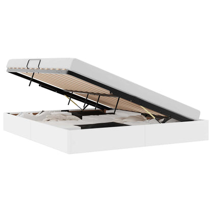 Ottoman Bedframe met opslag Puur Wit 180 x 200 cm Nep Leer