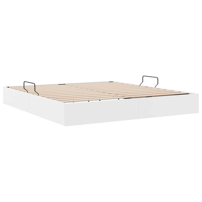 Ottoman Bedframe met opslag Puur Wit 180 x 200 cm Nep Leer