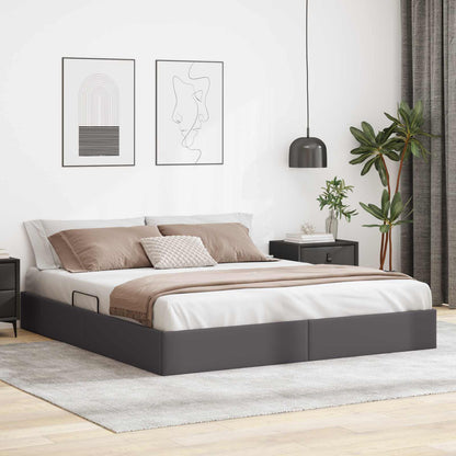 Ottoman Bedframe met opslag Grijs 180 x 200 cm Nep Leer