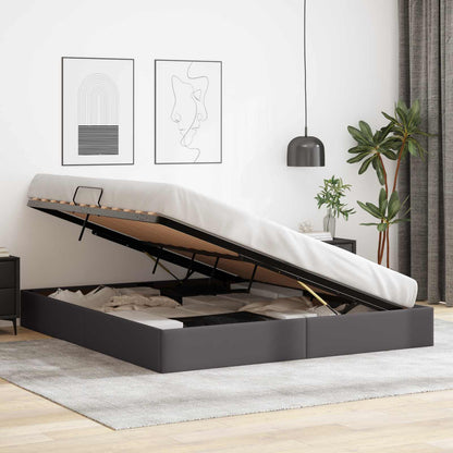 Ottoman Bedframe met opslag Grijs 180 x 200 cm Nep Leer