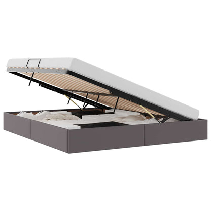 Ottoman Bedframe met opslag Grijs 180 x 200 cm Nep Leer