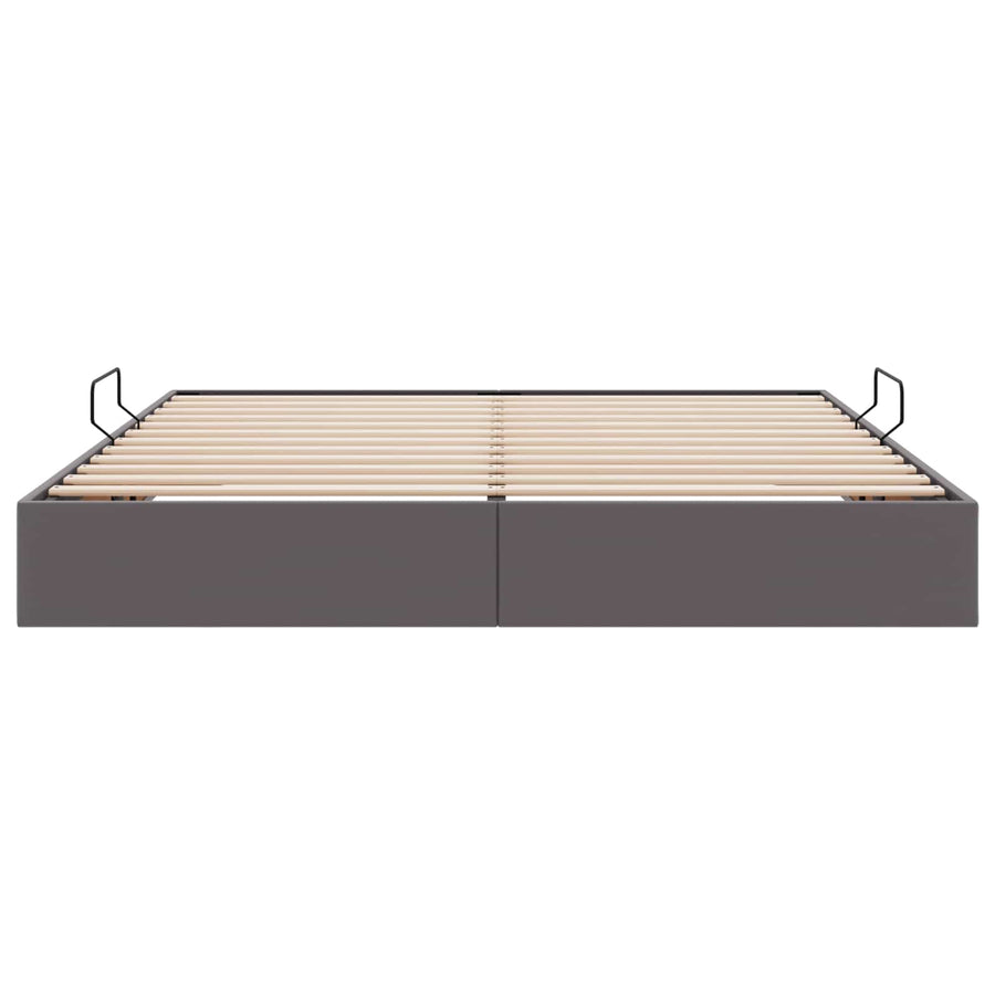 Ottoman Bedframe met opslag Grijs 180 x 200 cm Nep Leer