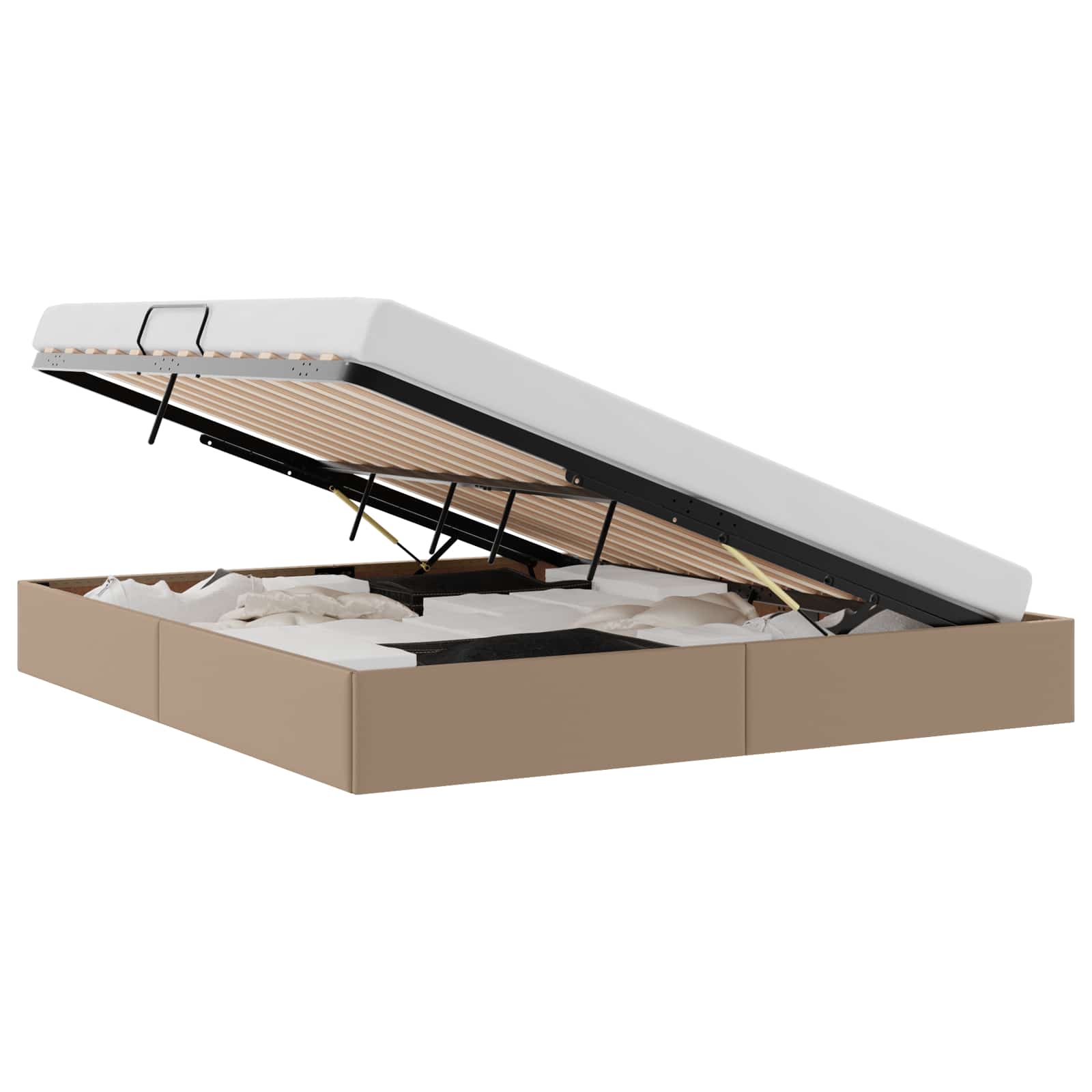 Ottoman Bedframe met opslag Cappuccino 180 x 200 cm Nep Leer