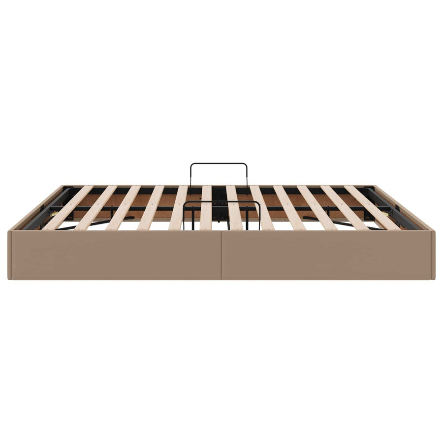 Ottoman Bedframe met opslag Cappuccino 180 x 200 cm Nep Leer