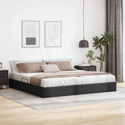 Ottoman Bedframe met opslag Zwart 200 x 200 cm Nep Leer
