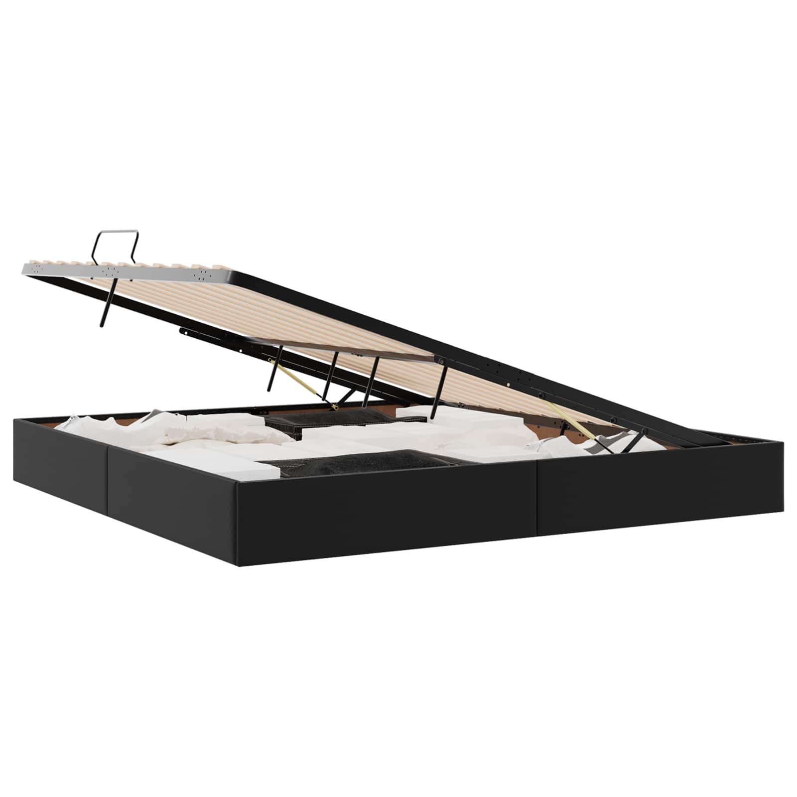 Ottoman Bedframe met opslag Zwart 200 x 200 cm Nep Leer