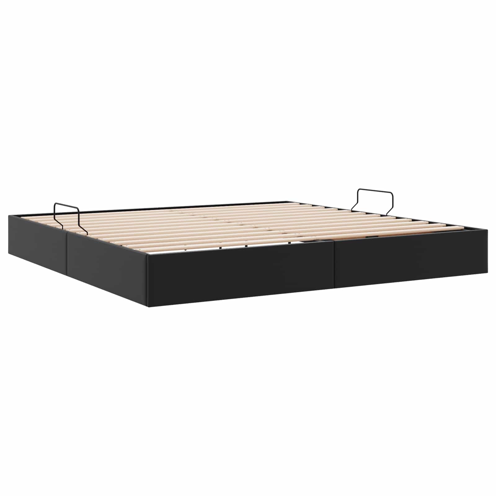 Ottoman Bedframe met opslag Zwart 200 x 200 cm Nep Leer