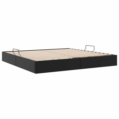 Ottoman Bedframe met opslag Zwart 200 x 200 cm Nep Leer