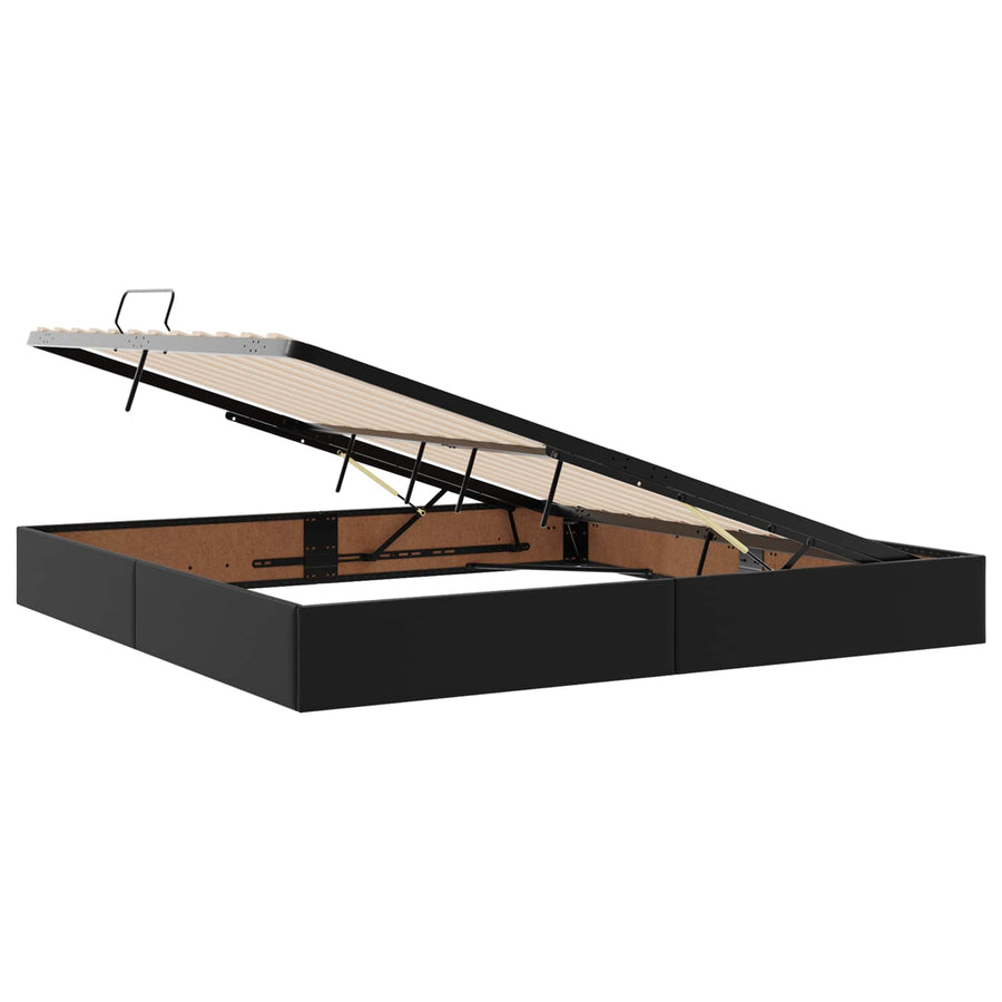Ottoman Bedframe met opslag Zwart 200 x 200 cm Nep Leer