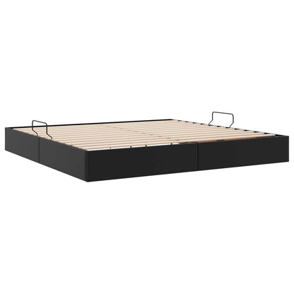 Ottoman Bedframe met opslag Zwart 200 x 200 cm Nep Leer