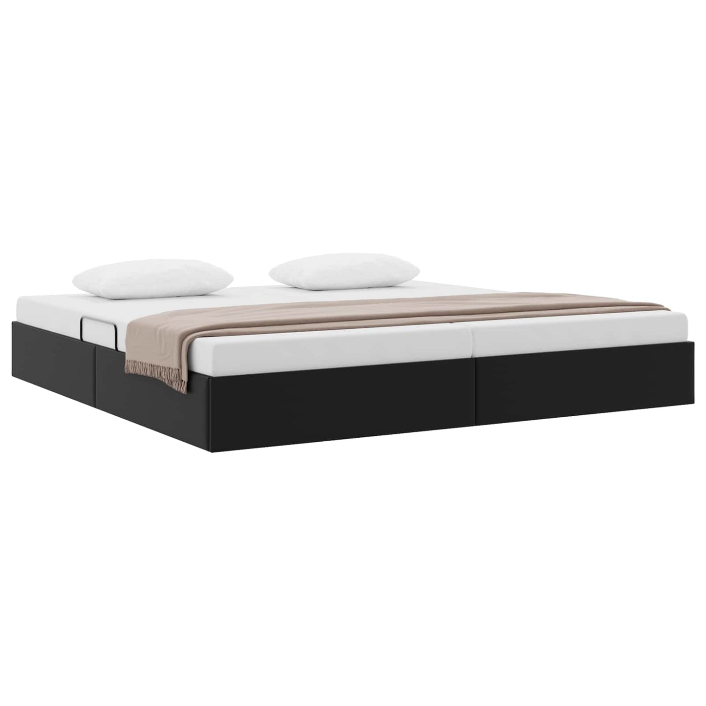 Ottoman Bedframe met opslag Zwart 200 x 200 cm Nep Leer