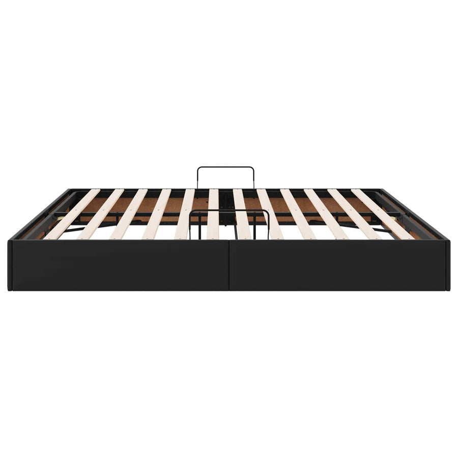 Ottoman Bedframe met opslag Zwart 200 x 200 cm Nep Leer