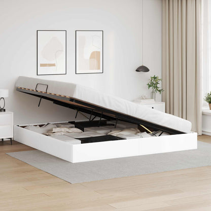 Ottoman Bedframe met opslag Puur Wit 200 x 200 cm Nep Leer