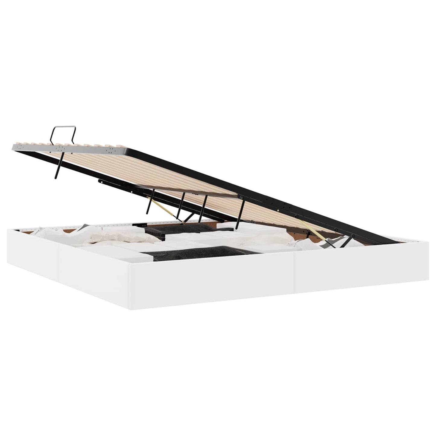 Ottoman Bedframe met opslag Puur Wit 200 x 200 cm Nep Leer