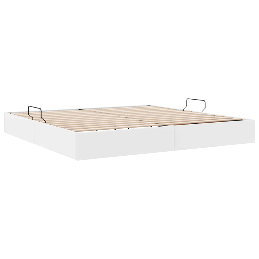 Ottoman Bedframe met opslag Puur Wit 200 x 200 cm Nep Leer