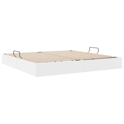 Ottoman Bedframe met opslag Puur Wit 200 x 200 cm Nep Leer