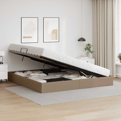 Ottoman Bedframe met opslag Cappuccino 200 x 200 cm Nep Leer