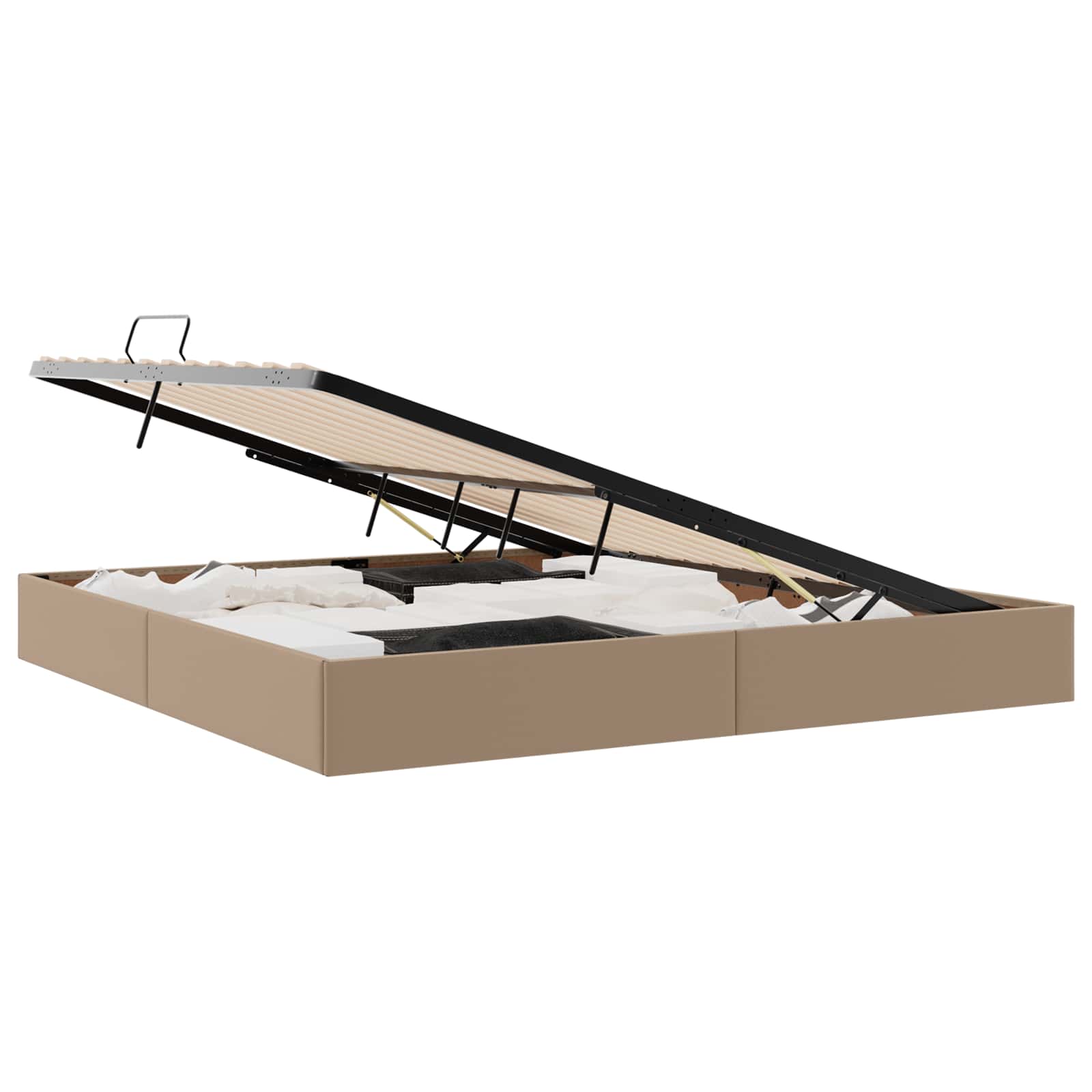 Ottoman Bedframe met opslag Cappuccino 200 x 200 cm Nep Leer