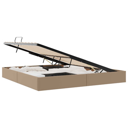 Ottoman Bedframe met opslag Cappuccino 200 x 200 cm Nep Leer