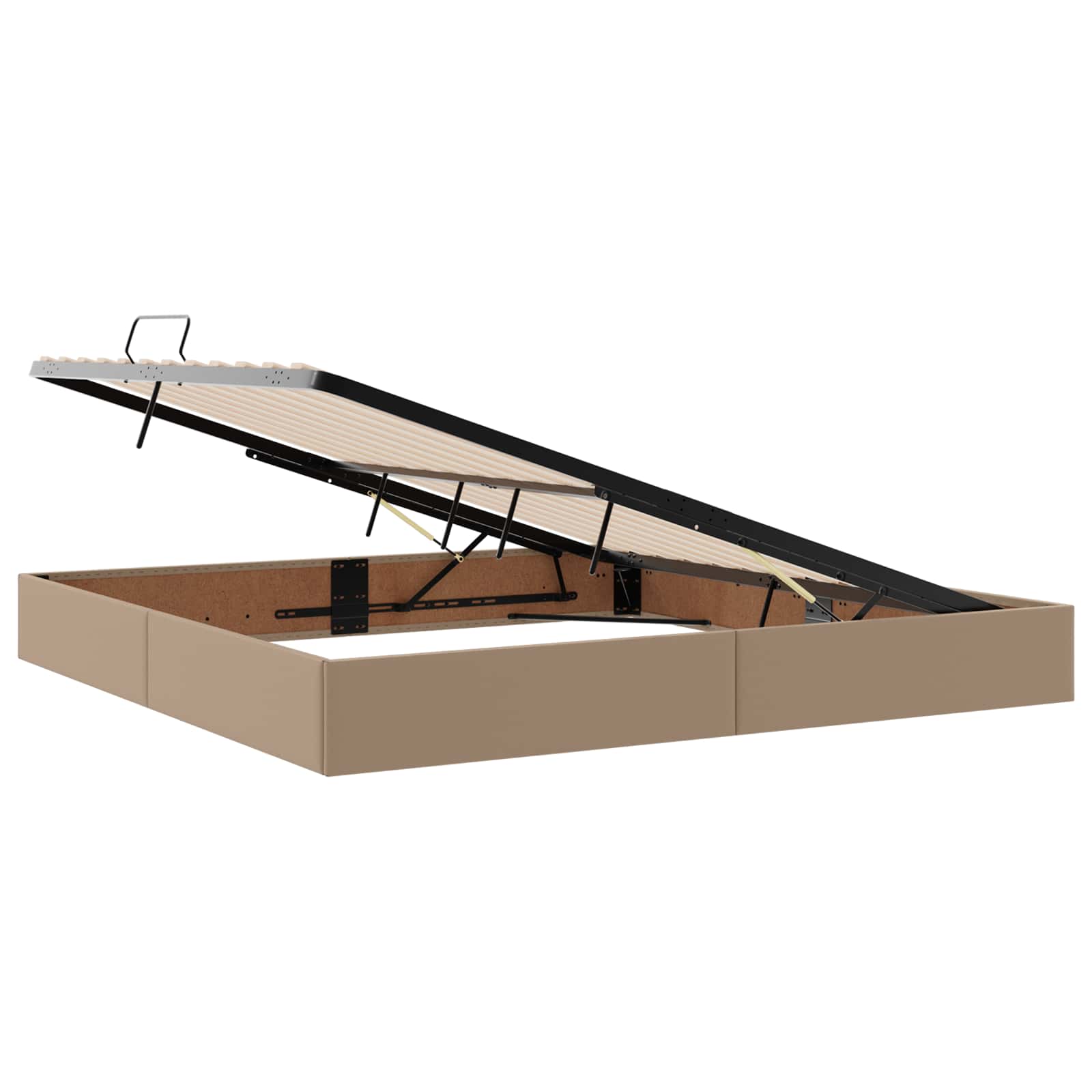 Ottoman Bedframe met opslag Cappuccino 200 x 200 cm Nep Leer