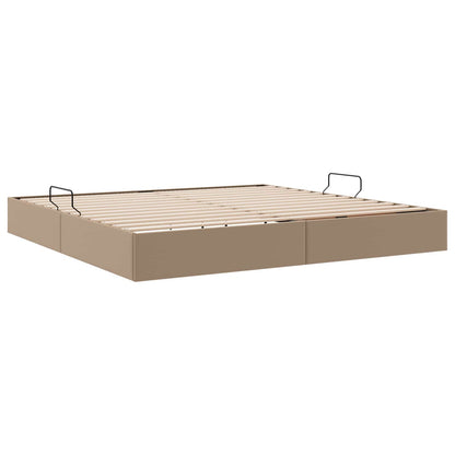 Ottoman Bedframe met opslag Cappuccino 200 x 200 cm Nep Leer
