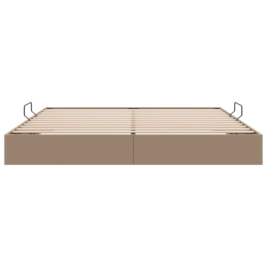 Ottoman Bedframe met opslag Cappuccino 200 x 200 cm Nep Leer