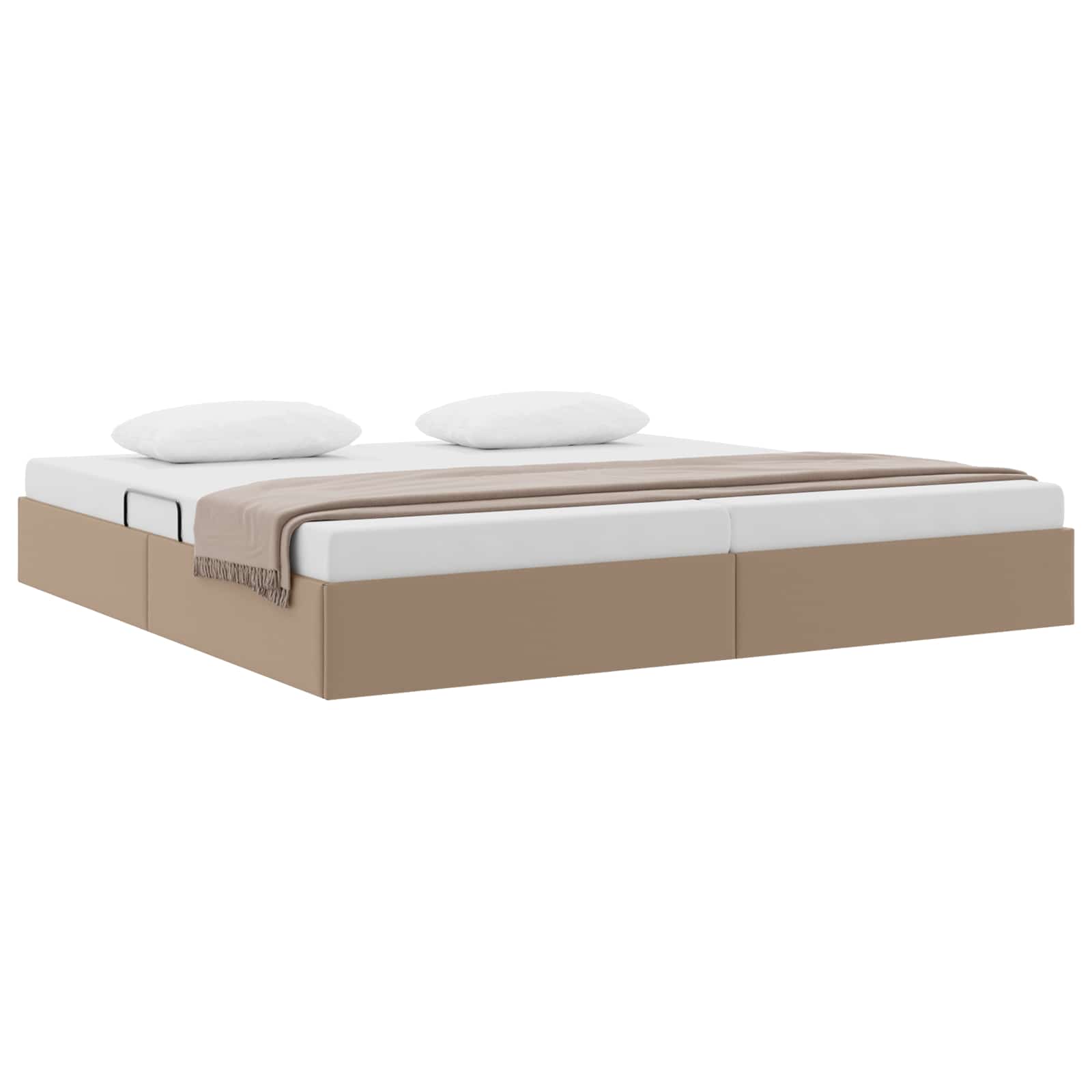 Ottoman Bedframe met opslag Cappuccino 200 x 200 cm Nep Leer