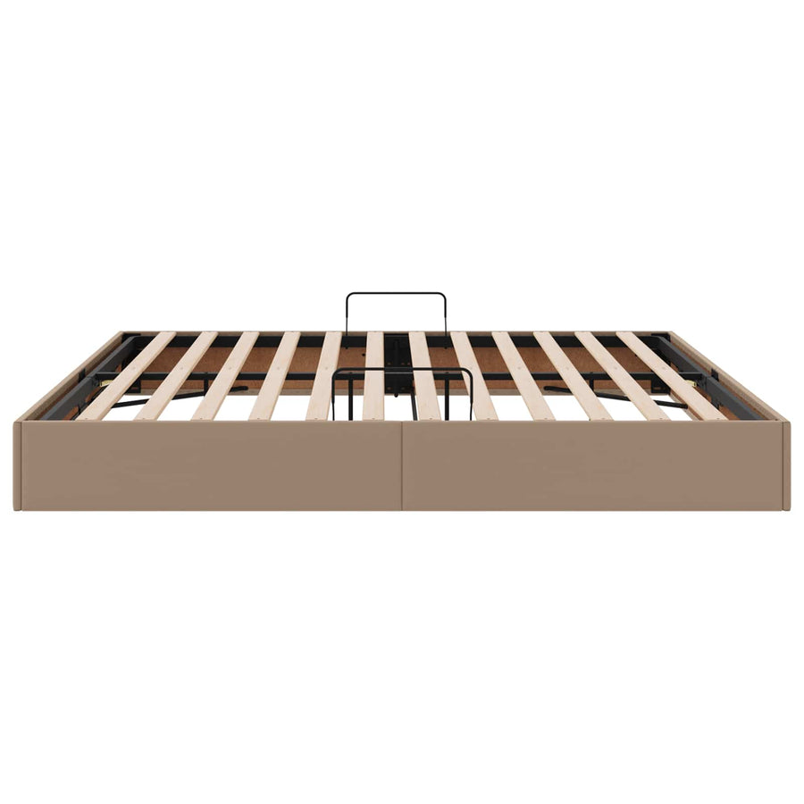 Ottoman Bedframe met opslag Cappuccino 200 x 200 cm Nep Leer