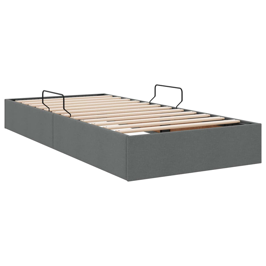 Ottoman Bedframe met opslag Donkergrijs 90 x 190 cm Stof
