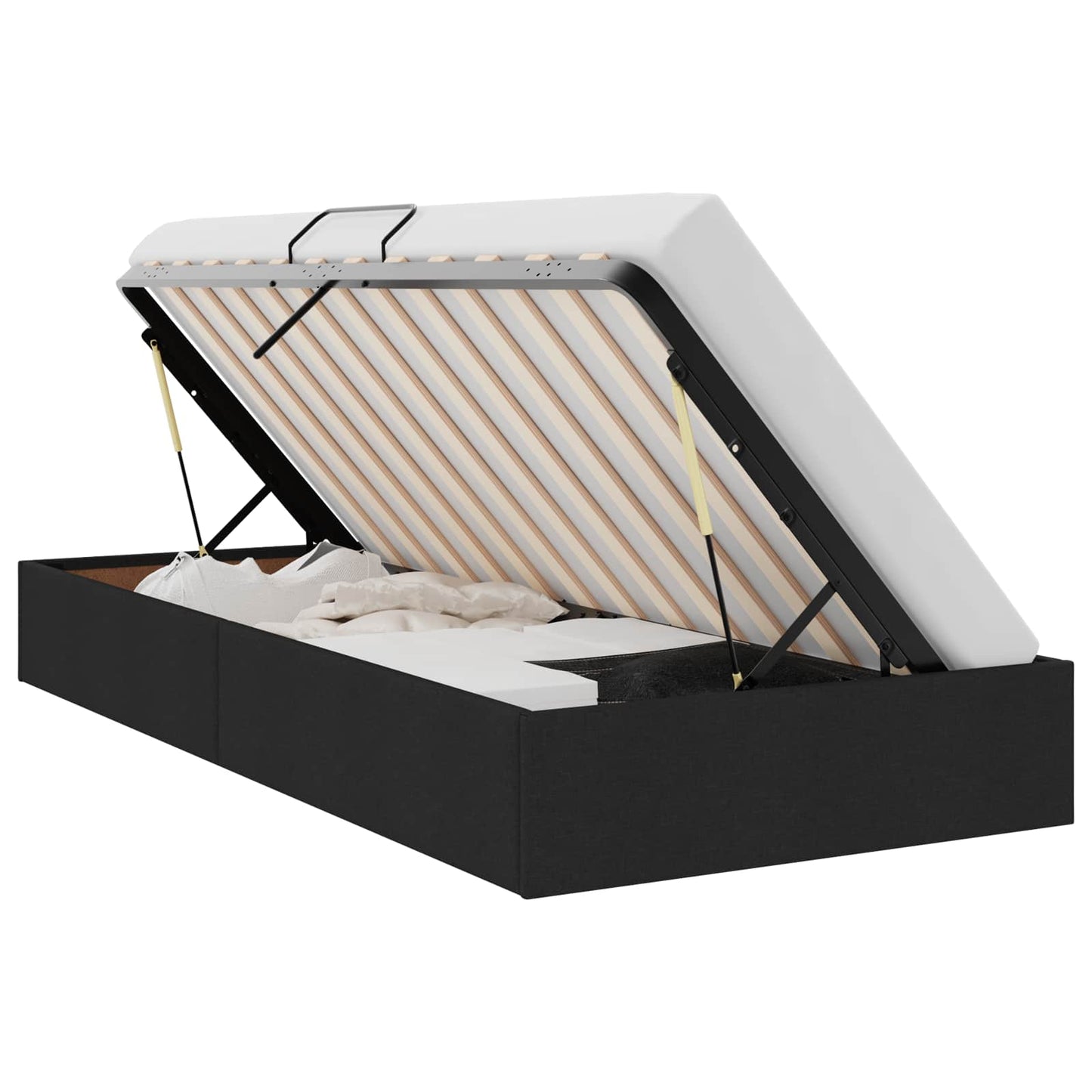 Ottoman Bedframe met opslag Zwart 90 x 190 cm Stof