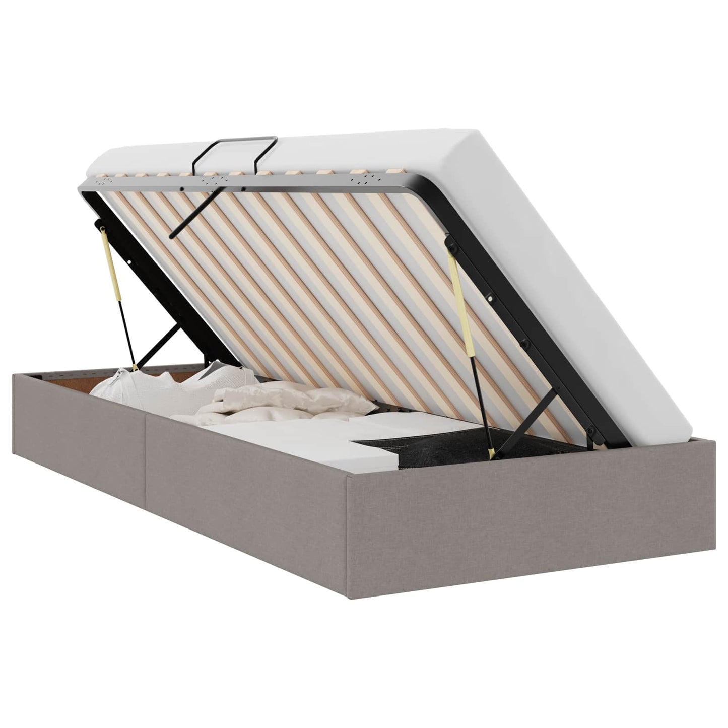 Ottoman Bedframe met opslag Taupe 90 x 190 cm Stof