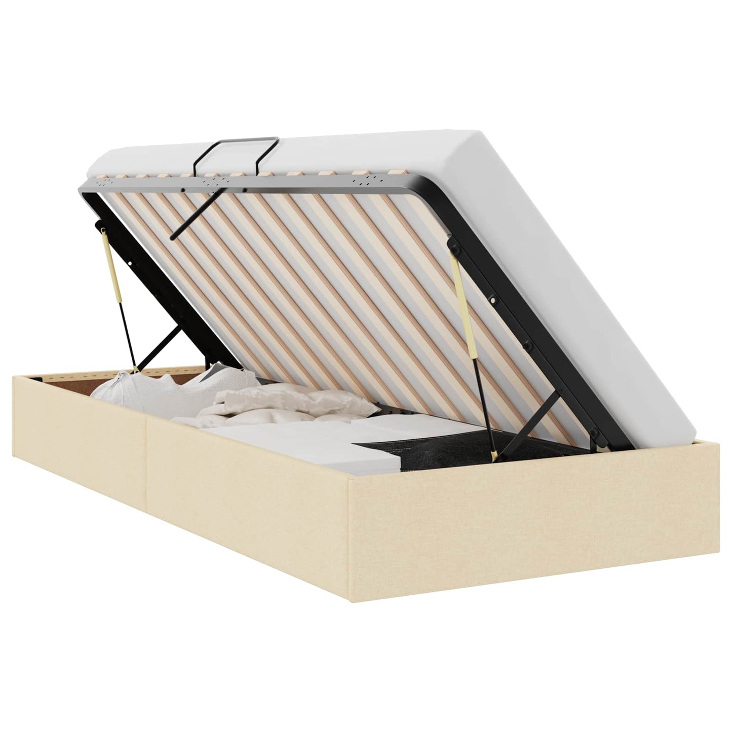 Ottoman Bedframe met opslag Crème 90 x 190 cm Stof