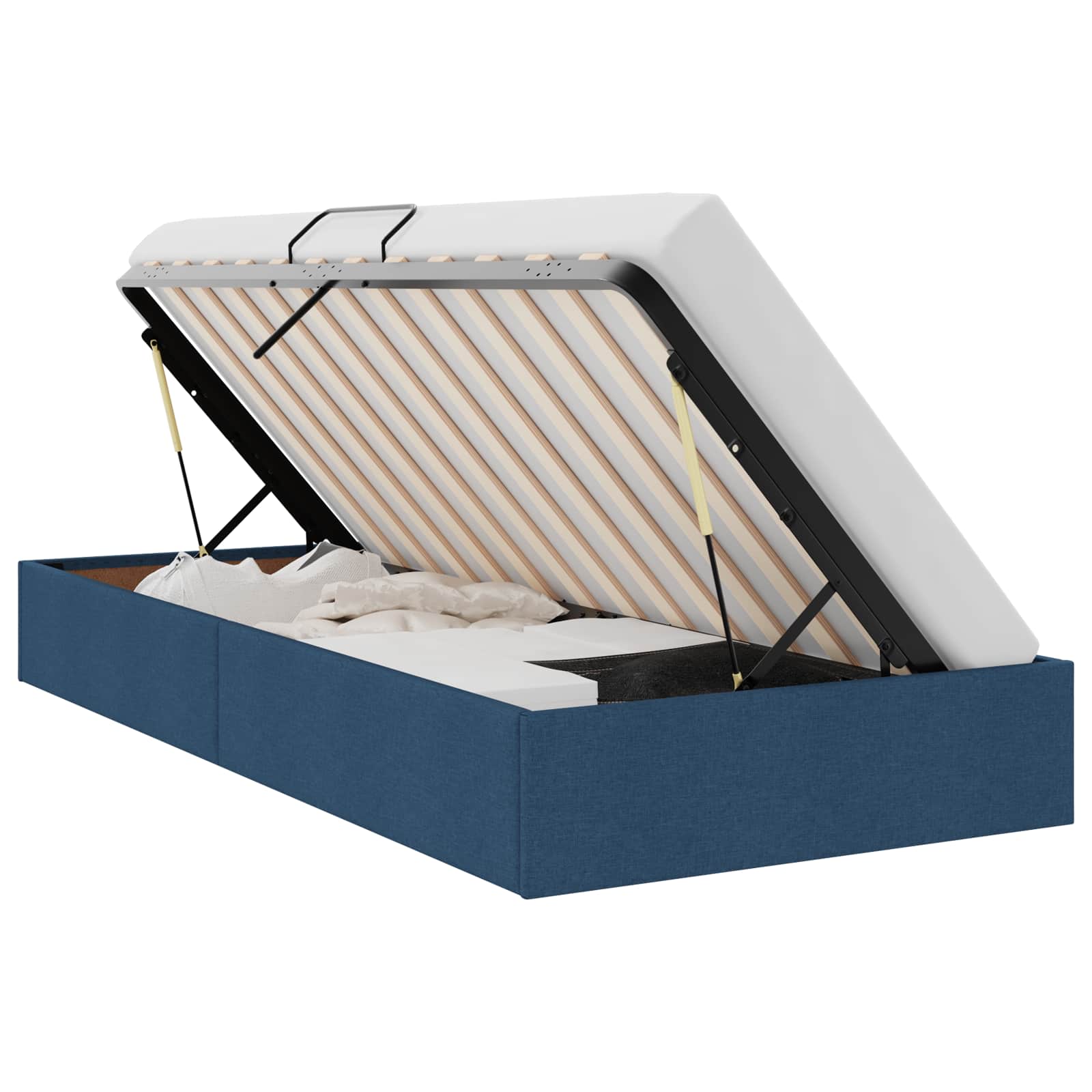 Ottoman Bedframe met opslag Blauw 90 x 190 cm Stof