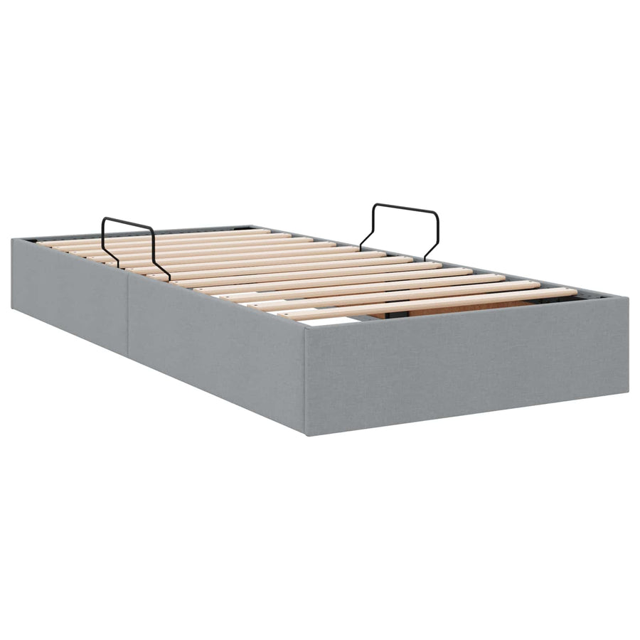 Ottoman Bedframe met opslag Lichtgrijs 90 x 200 cm Stof