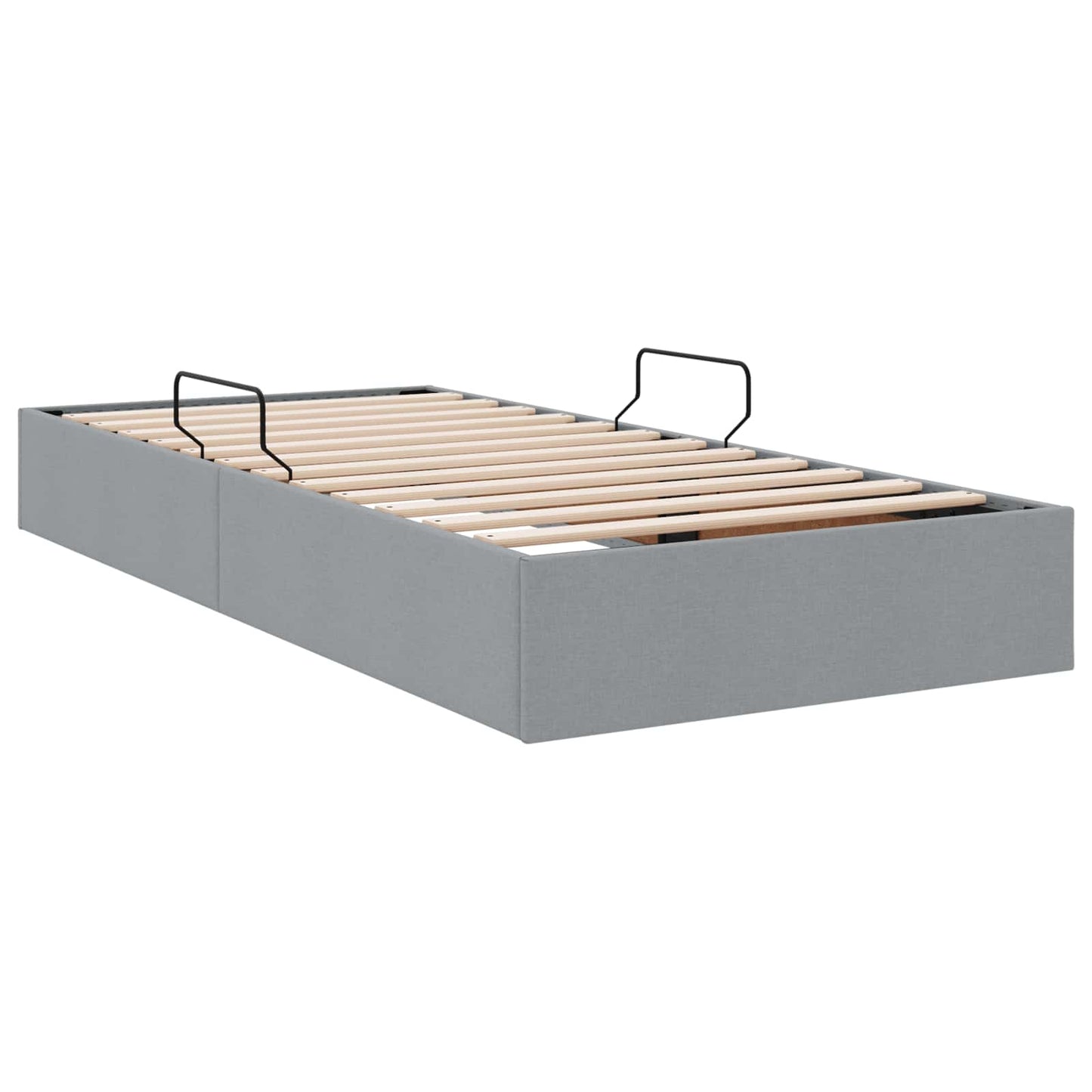 Ottoman Bedframe met opslag Lichtgrijs 90 x 200 cm Stof