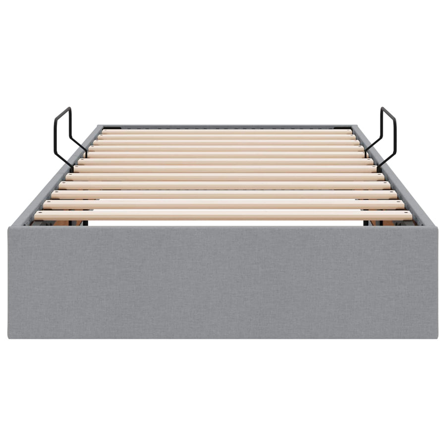 Ottoman Bedframe met opslag Lichtgrijs 90 x 200 cm Stof